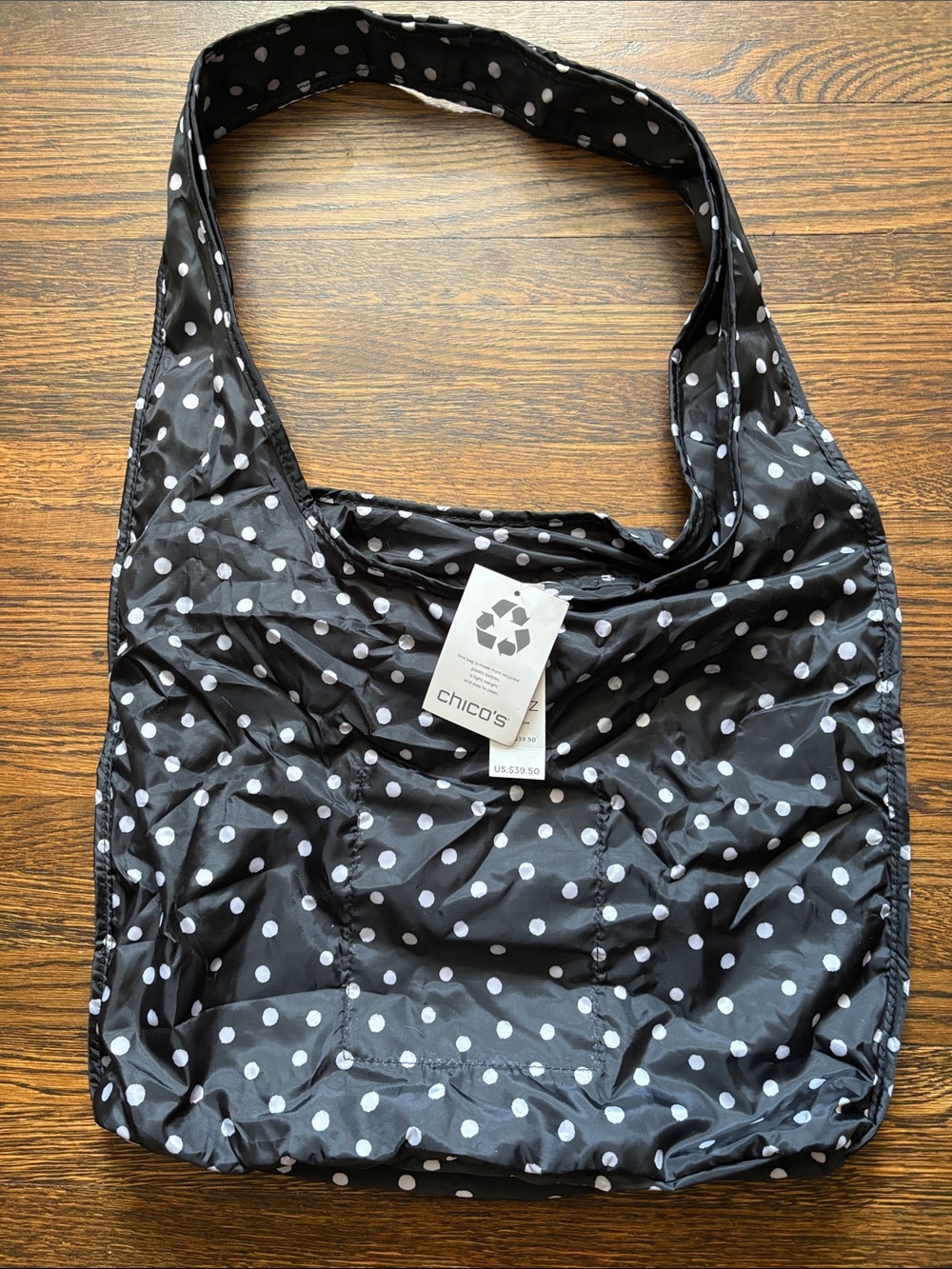 Chico's Black and White Polka Dot Foldable Tote